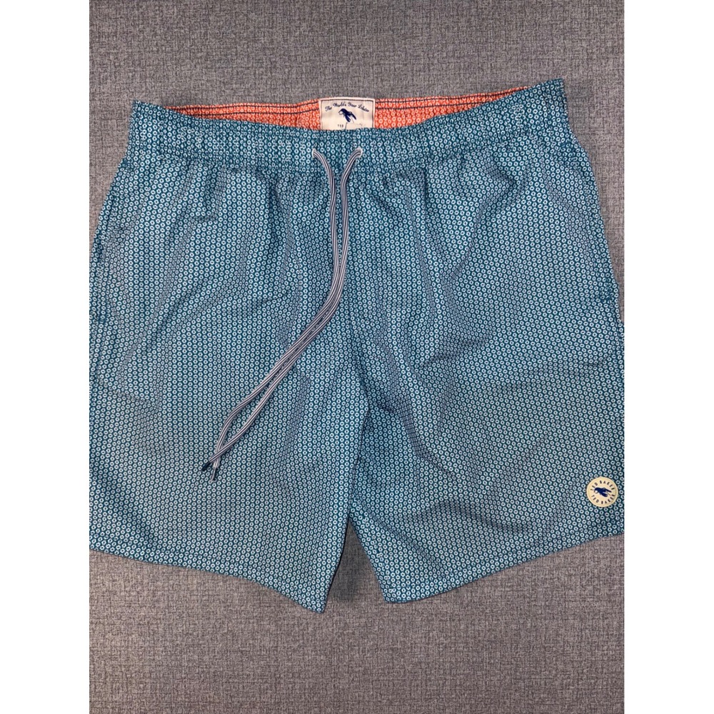 Ted Baker Mens Teal Blue Geometric Lobster Print Swim Trunks Board Shorts Size 5